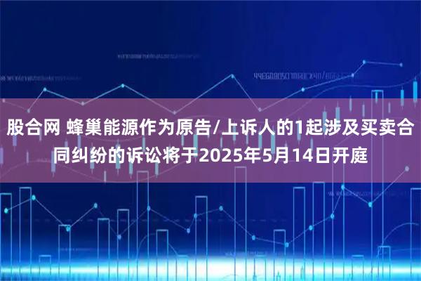 股合网 蜂巢能源作为原告/上诉人的1起涉及买卖合同纠纷的诉讼将于2025年5月14日开庭